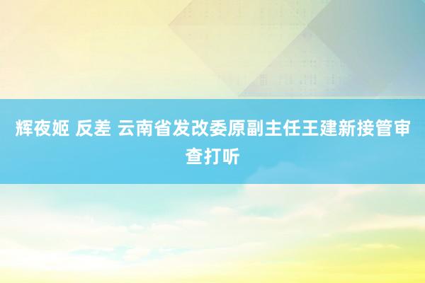 辉夜姬 反差 云南省发改委原副主任王建新接管审查打听