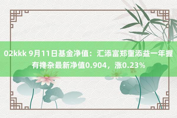 02kkk 9月11日基金净值：汇添富郑重添益一年握有搀杂最新净值0.904，涨0.23%