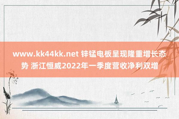 www.kk44kk.net 锌锰电板呈现隆重增长态势 浙江恒威2022年一季度营收净利双增