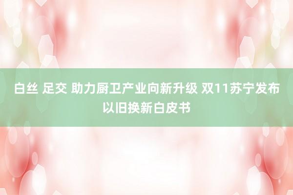 白丝 足交 助力厨卫产业向新升级 双11苏宁发布以旧换新白皮书