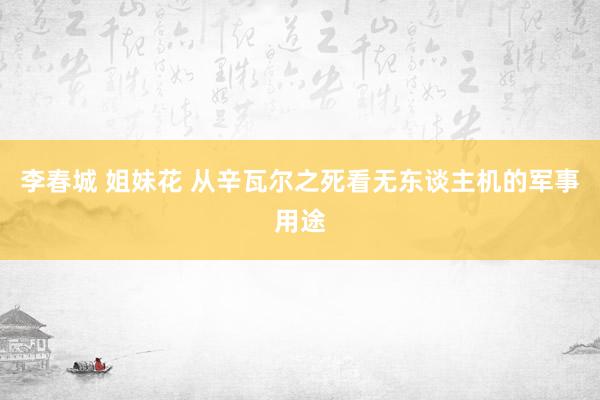 李春城 姐妹花 从辛瓦尔之死看无东谈主机的军事用途