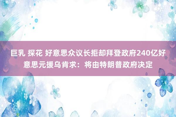 巨乳 探花 好意思众议长拒却拜登政府240亿好意思元援乌肯求：将由特朗普政府决定