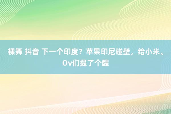 裸舞 抖音 下一个印度？苹果印尼碰壁，给小米、Ov们提了个醒