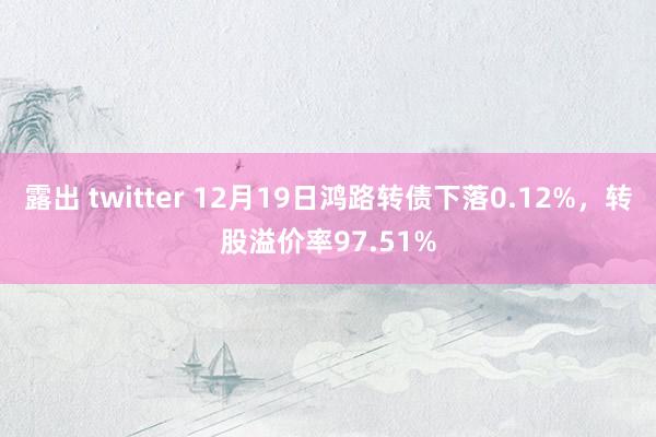 露出 twitter 12月19日鸿路转债下落0.12%，转股溢价率97.51%