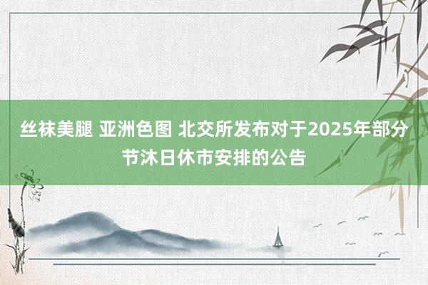 丝袜美腿 亚洲色图 北交所发布对于2025年部分节沐日休市安排的公告
