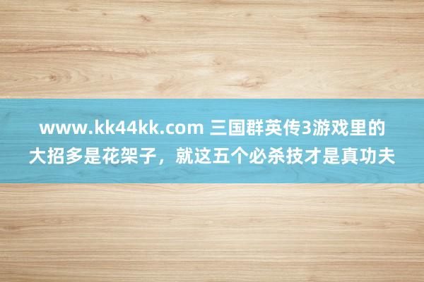 www.kk44kk.com 三国群英传3游戏里的大招多是花架子，就这五个必杀技才是真功夫